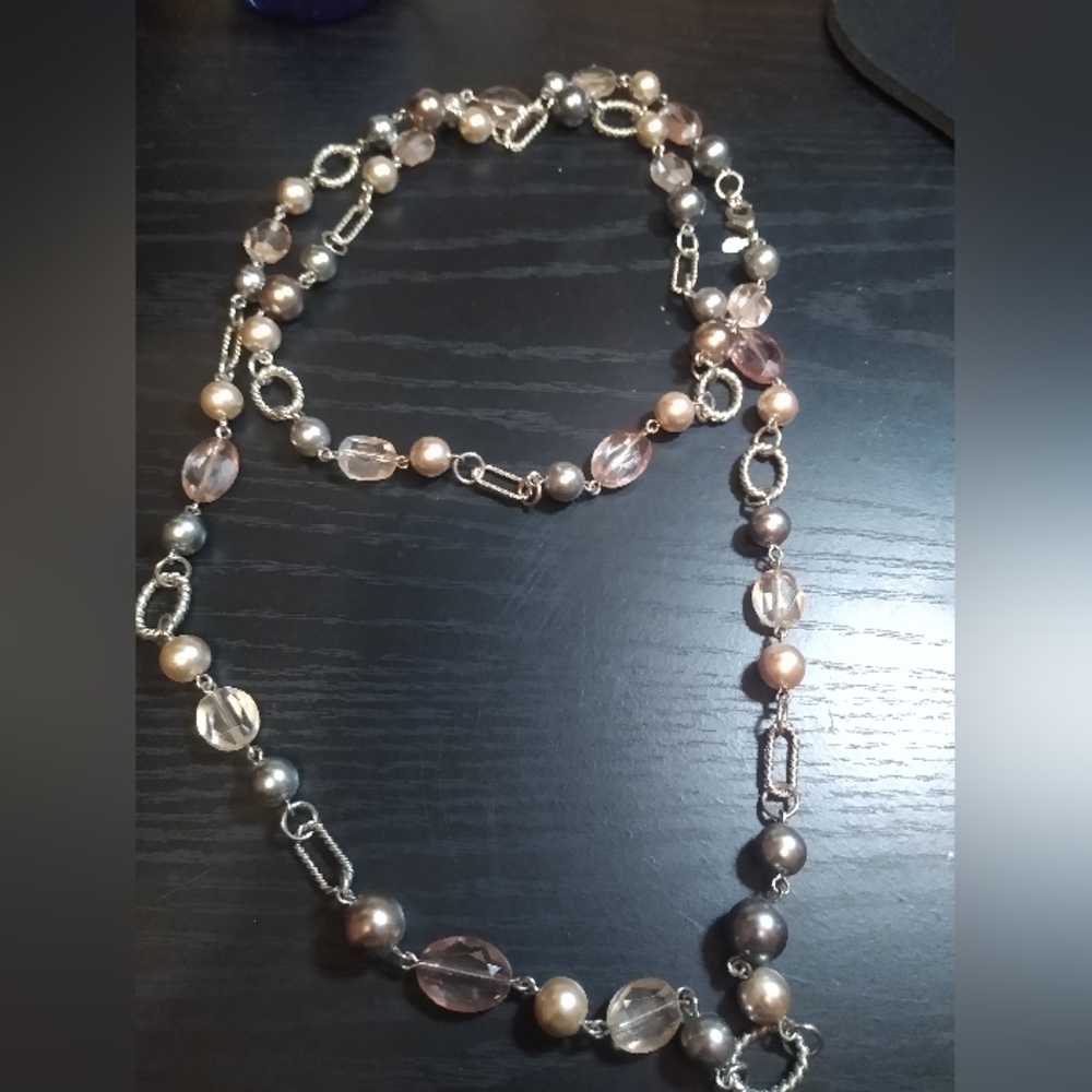 Elegant Multi-Color Beaded Necklace and a purple Pearl costume Necklace